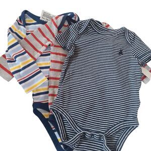 Onesies Multi-Brand Set Of Three Colored Stripes Sizes 3 - 6 Mos‎